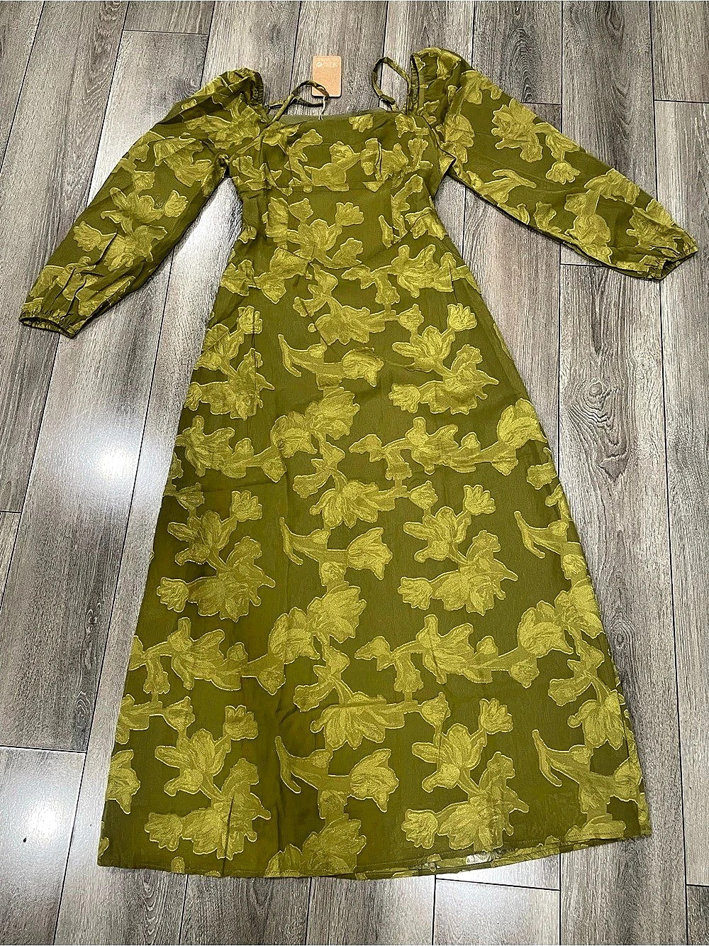 RIHOAS- Floral Jacquard Maxi Dress in Green NWT